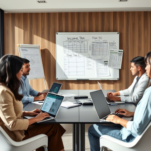 trabajadores en una reunión en una oficina 