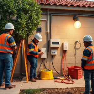 electricos haciendo servicios en una casa