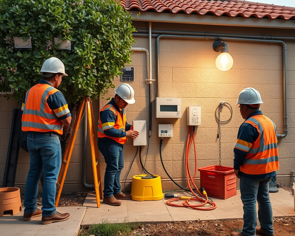 electricos haciendo servicios en una casa