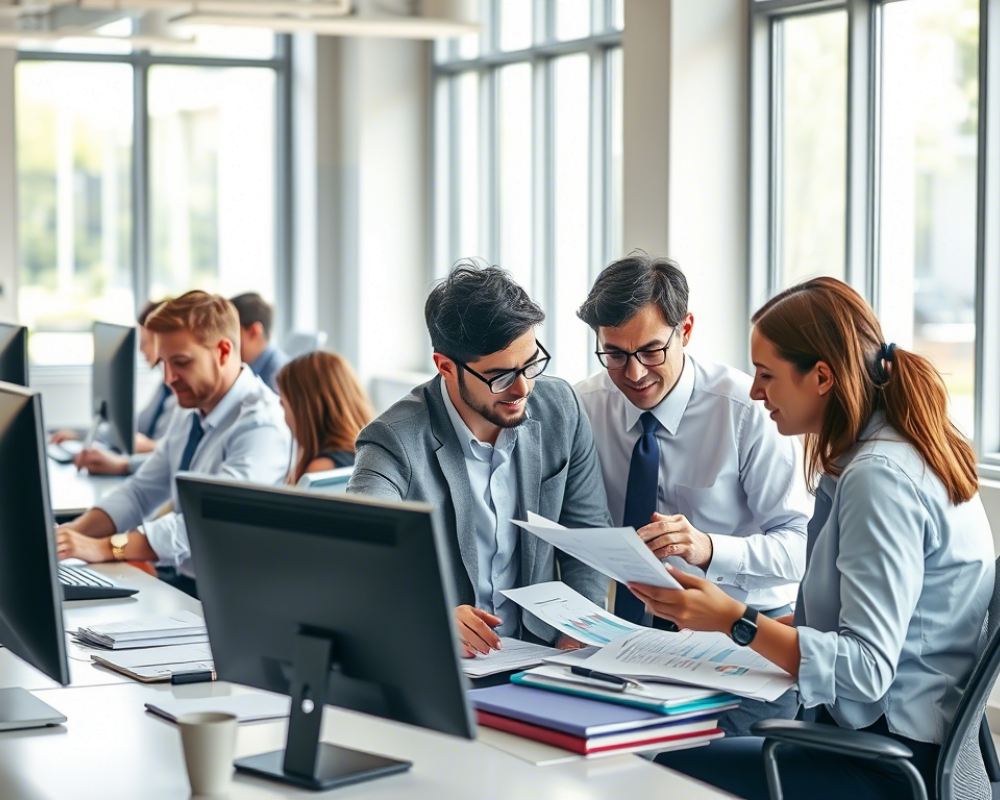 colaboradores frente a una reunión